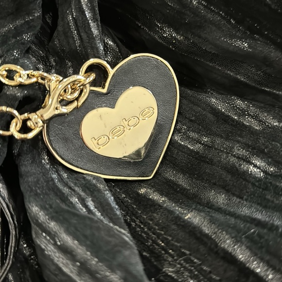 Bebe shoulder bag- Black suede with faux leather details; strips and tassels - Picture 2 of 2